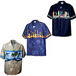 Cotton Engineered Matched Front, Chest and Border Print Hawaiian Shirts