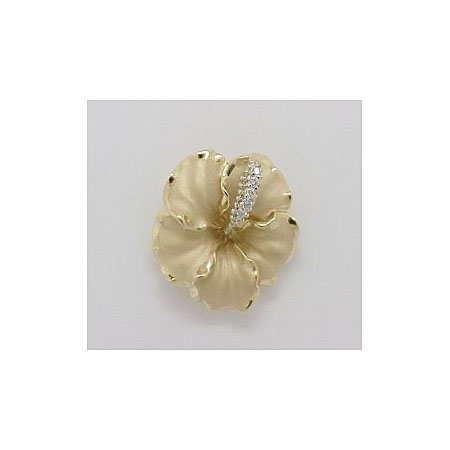 14k Gold Hibiscus Hawaiian Pendant