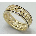14k Gold Millennium Hawaiian Ring  with Black Enamel Border 4g