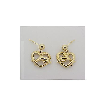 14k Gold Dolphin Post Earrings 2.1g