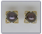 9mm Black Pearl Earrings