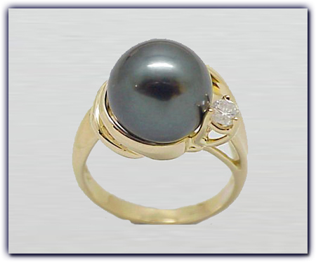 11.5mm Black Pearl Ring