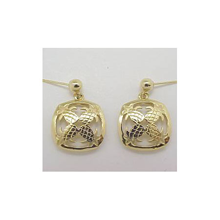 14k Gold Quilt Earrings 3.1g