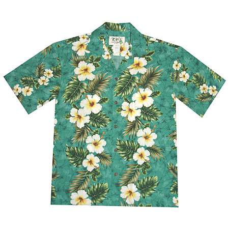 White Hibiscus Palms Panel Men's Hawaiian Shirt