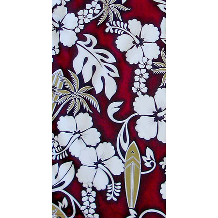 Hibiscus Plumeria Surfboard 100% Cotton Poplin Hawaiian Fabric