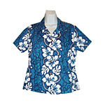 Hibiscus Panel Women's Fitted Hawaiian Blouse