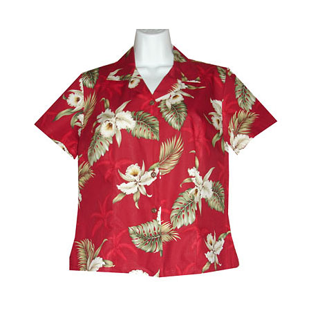 Orchid Palms 2 Women's Fitted Hawaiian Blouse