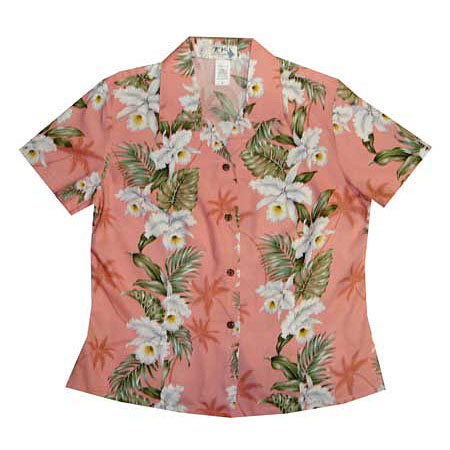 Orchid Panel Women's Fitted Hawaiian Blouse