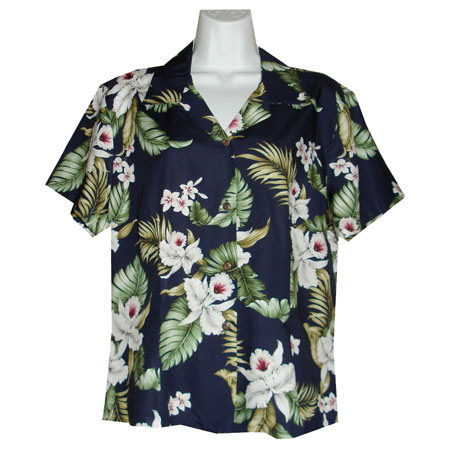 Orchid Plumeria Women's Fitted Hawaiian Blouse