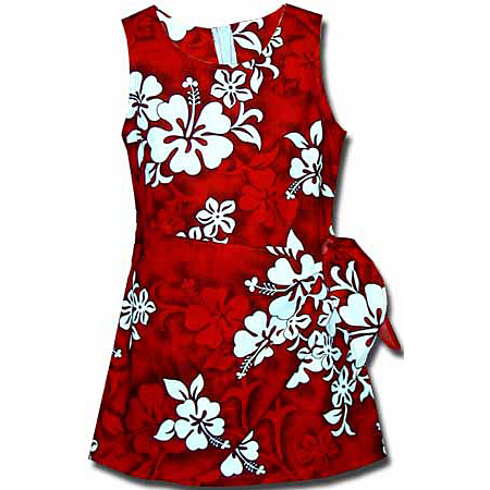 Hibiscus Floral Print Girls Sarong Dress