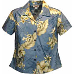 Hibiscus Floral Women's Fitted Hawaiian Blouse