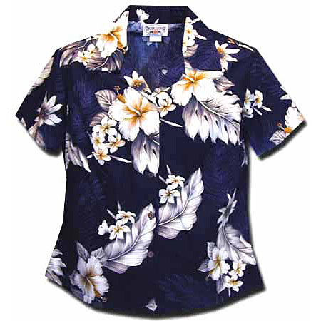 Hibiscus Floral Women's Fitted Hawaiian Blouse