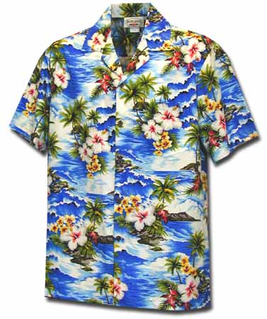 Tropical Diamond Head Mens Hawaiian Shirt