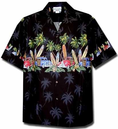 Longboard Woody Mens Hawaiian Chest Shirt
