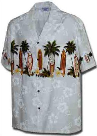 Surfboard Floral Mens Hawaiian Chest Shirt
