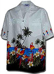Plumeria Parrot Mens Hawaiian Border Shirt