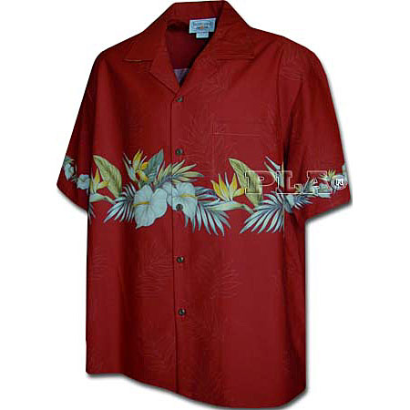 Antherium Heliconia Men's Hawaiian Chest Shirt