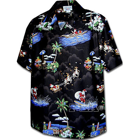 Santa Claus Christmas Men's Hawaiian Matched Front Shirt
